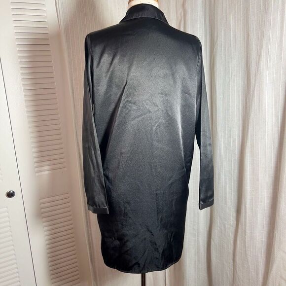 Bare Luxury | Women’s | Night Shirt | S | Y2k 90's Black Satin Button Down Long - Picture 5 of 6